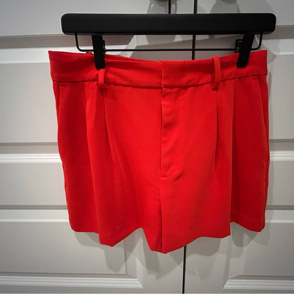 Madewell High-Waist Red Pleated Shorts